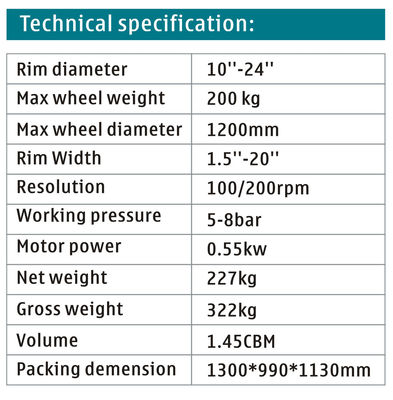 Màn hình LED Máy cân bằng bánh xe tải CE Máy cân bằng lốp xe tải 100/200 vòng / phút